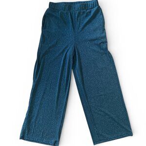 Women's Teal Two-Piece Matching Set, Sparkly Top and Pants with Pockets